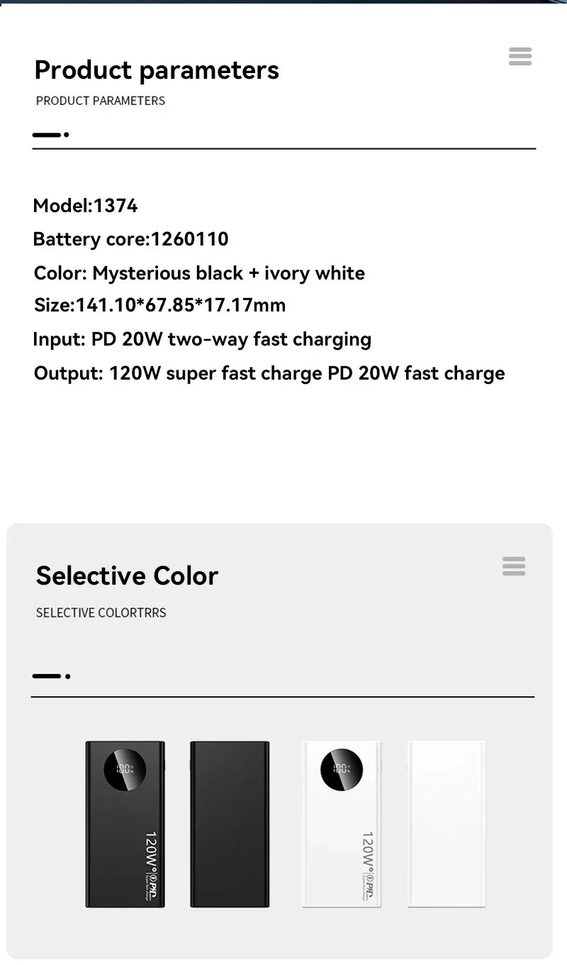 Xiaomi 120W 500000mAh High Capacity Power Bank Fast Charging Powerbank Portable Battery Charger For iPhone Samsung Huawei 2025