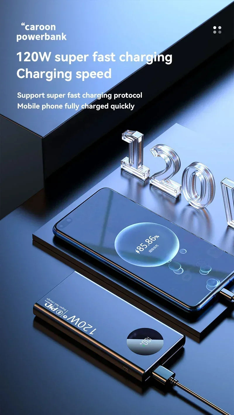 Xiaomi 120W 500000mAh High Capacity Power Bank Fast Charging Powerbank Portable Battery Charger For iPhone Samsung Huawei 2025