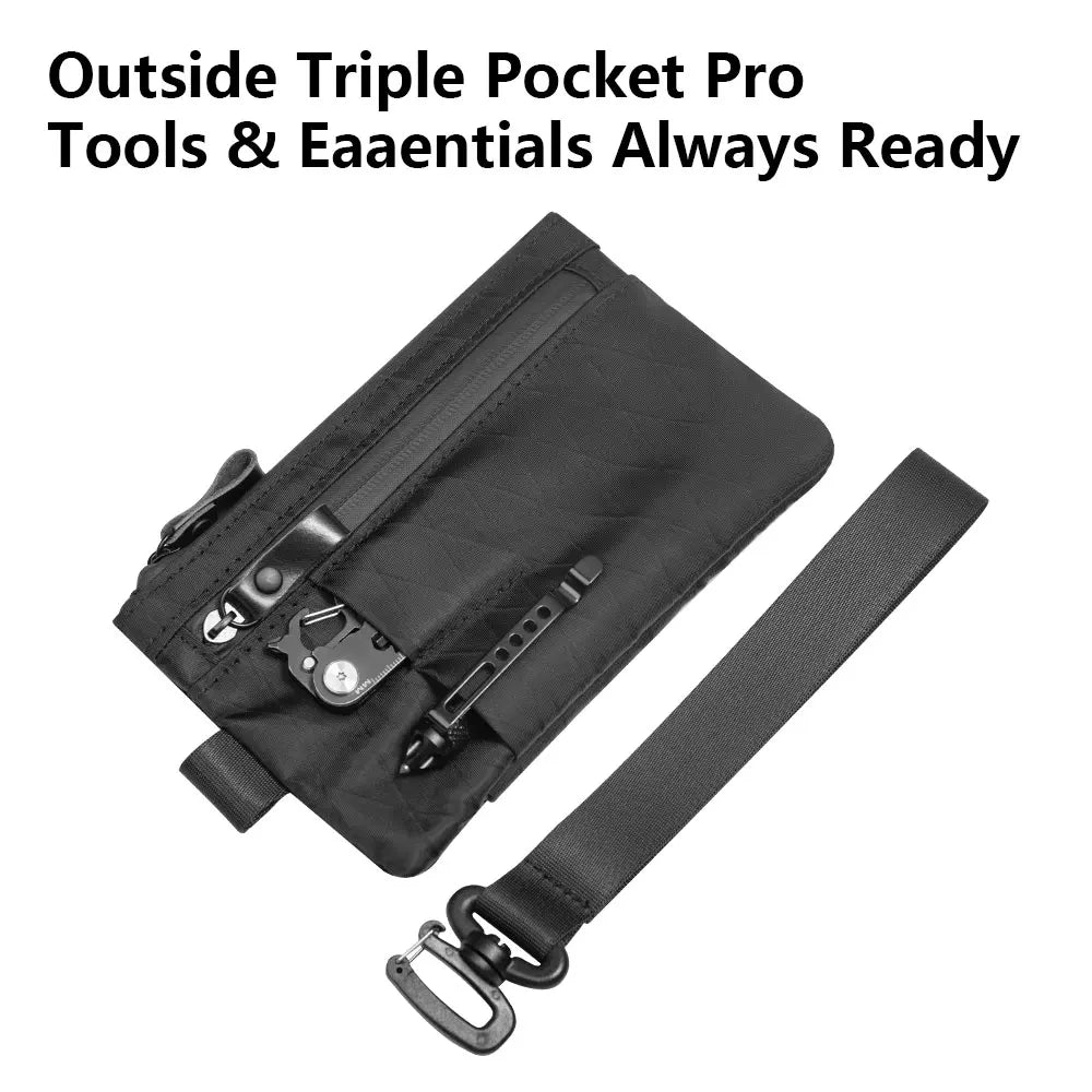 Zip Clutch with Wristband, Passport Holder Zipper Wallet and EDC Carrier - Weatherproof and RFID Blocking - 3 External Slots