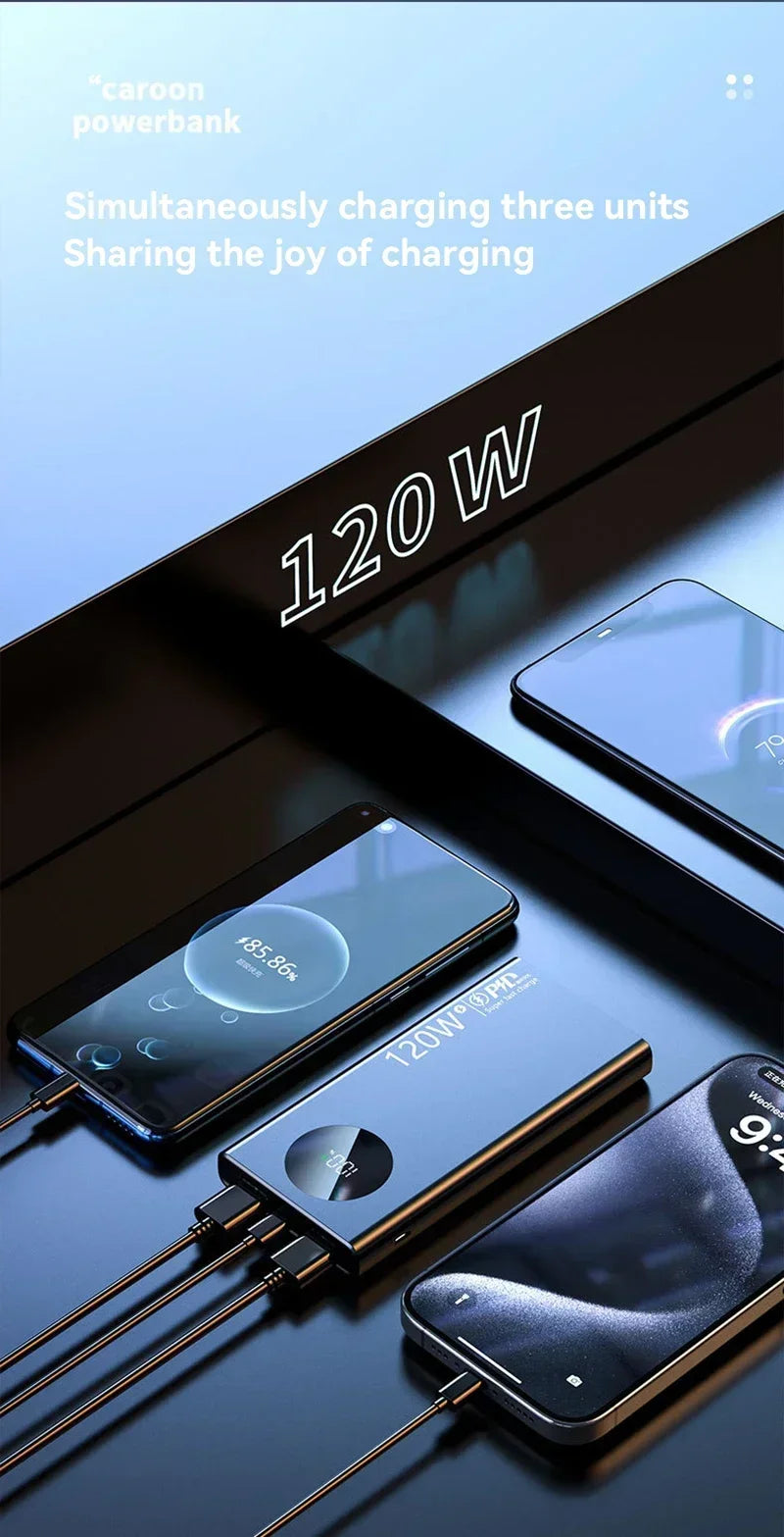 Xiaomi 120W 500000mAh High Capacity Power Bank Fast Charging Powerbank Portable Battery Charger For iPhone Samsung Huawei 2025